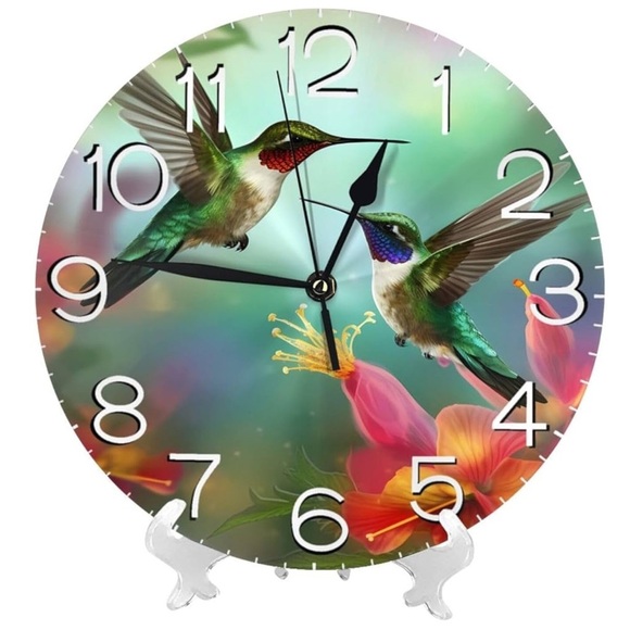 Hummingbirds Decorative Silent Clock 10” - New - Picture 2 of 6